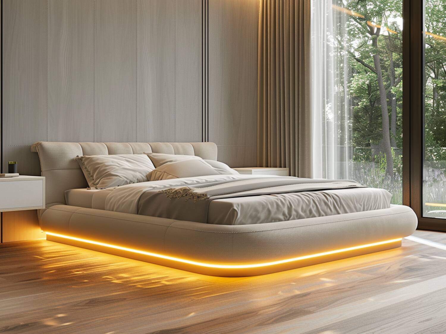 Łóżka kontynentalne z funkcją podświetlenia LED – nowoczesne rozwiązanie dla stylowych sypialni.