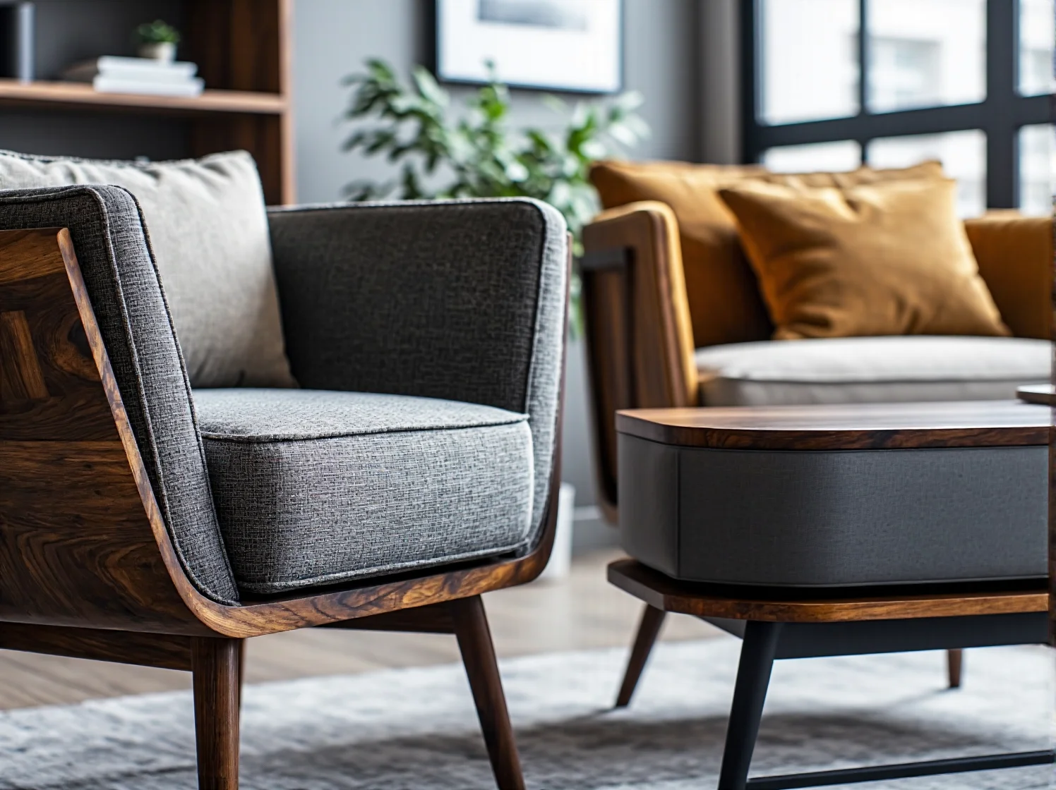 Aranżacja przestrzeni coworkingowej z meblami w stylu retro