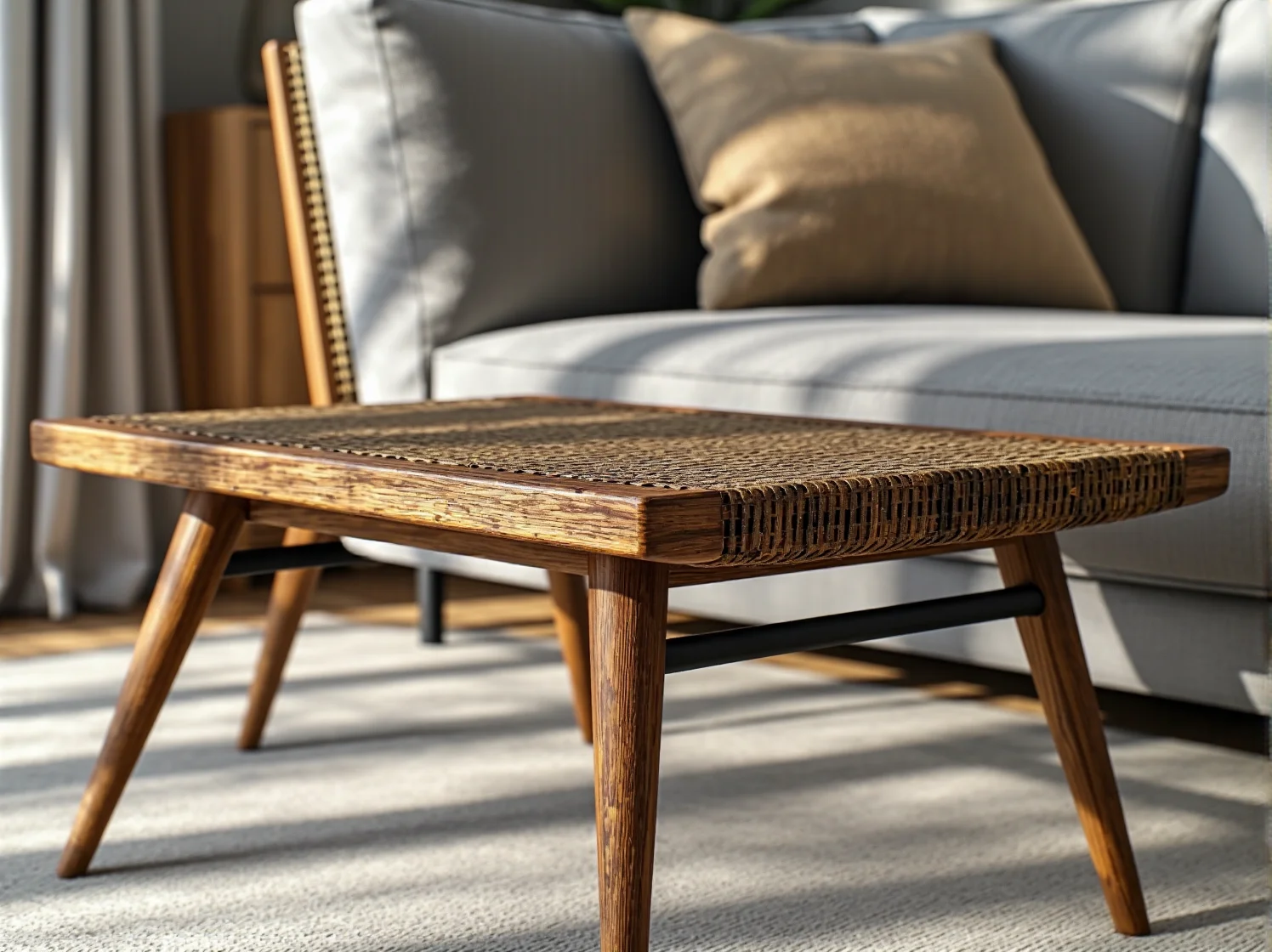 Zbliżenie na wykończenie krawędzi szafki z efektem patyny.