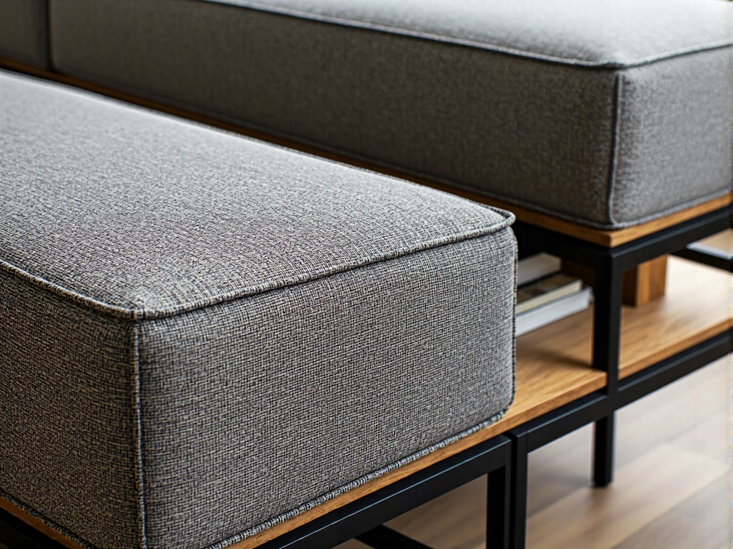 Modna welurowa sofa modułowa idealnie dopasowana do jasnego wnętrza