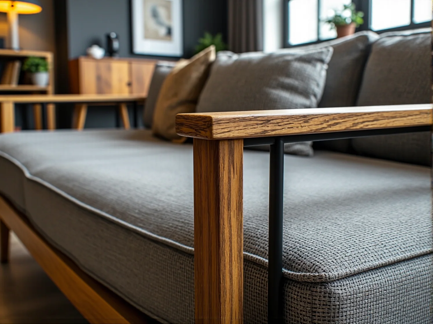 Nowoczesny regał modułowy z metalowymi akcentami w stylu loft