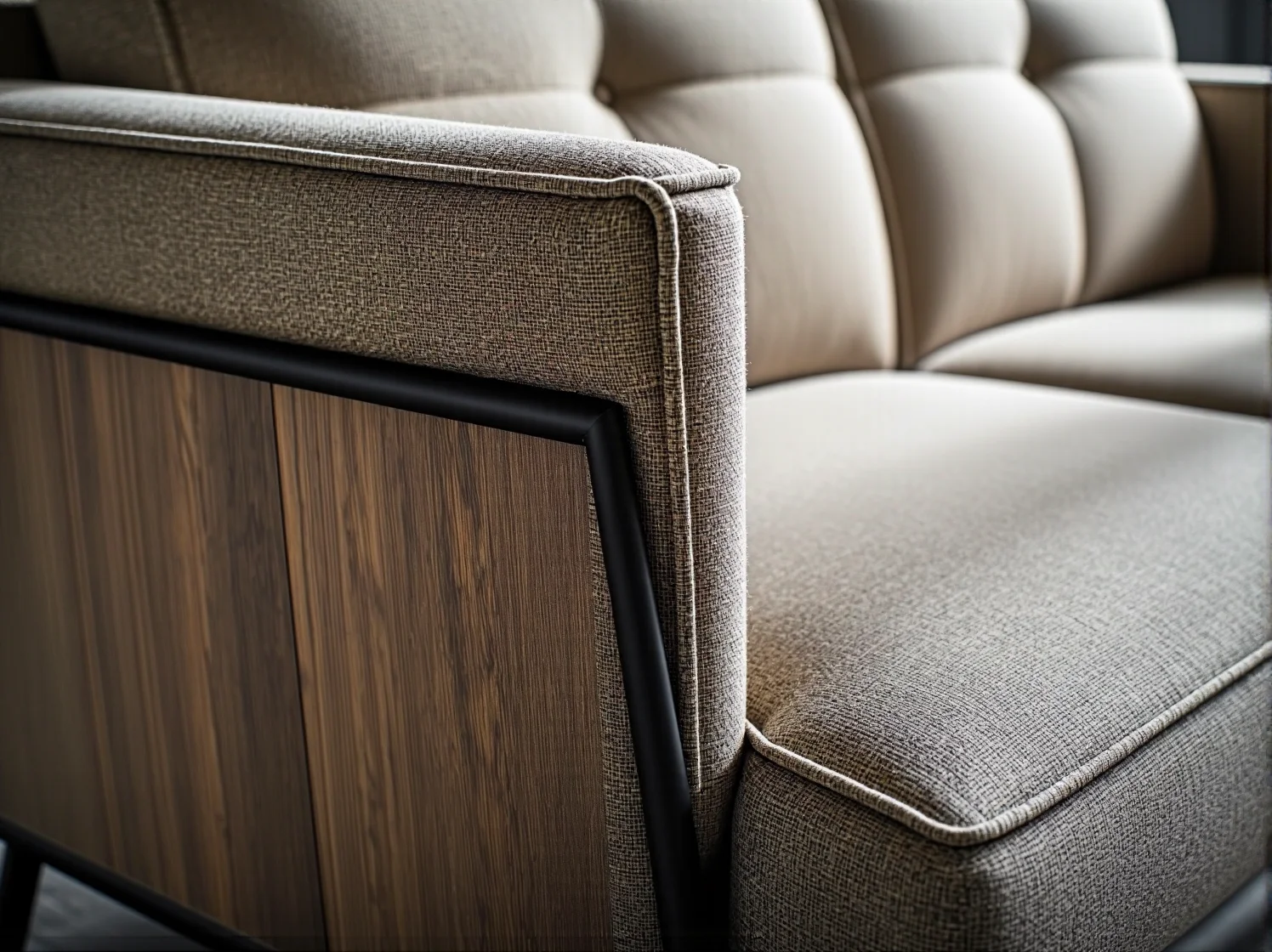 Wygodny fotel tapicerowany ze złotymi nogami w eleganckim wnętrzu