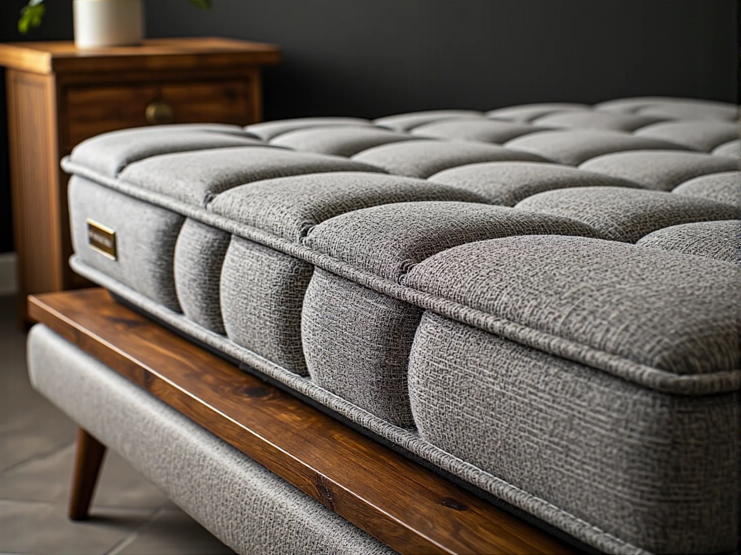 Wygodny materac termoelastyczny zapewniający zdrowy i głęboki sen w nowoczesnej sypialni.